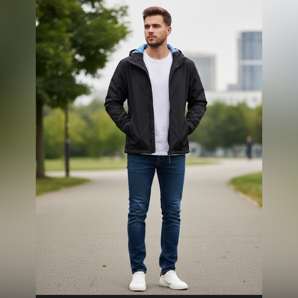 Lands' End Men's Black Raincoat